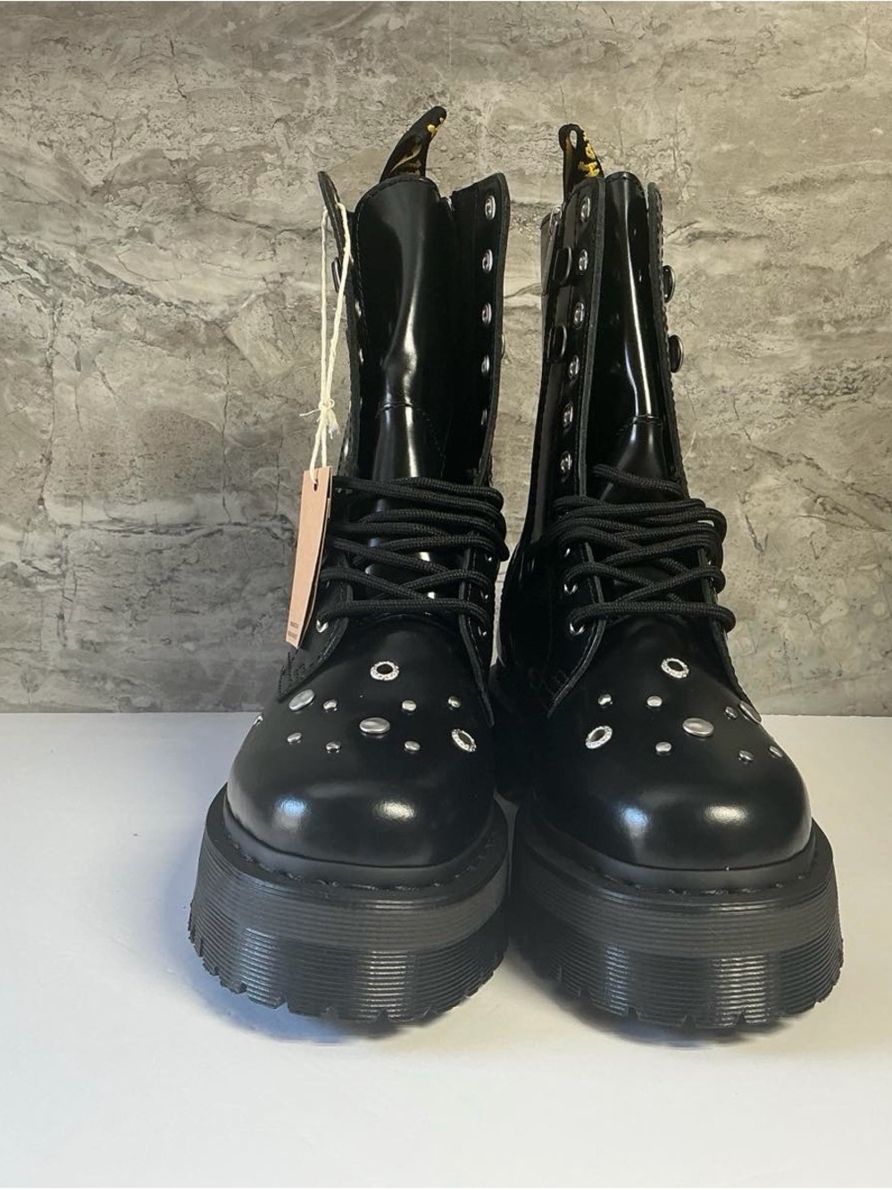Dr. Martens JADON HI STUDDED BUTTERO LEATHER PLATFORM BOOTS - Picture 8 of 12